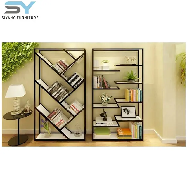 Stylish Modern Home Furniture 5 Tier Gold Glass Library Bookshelf SJ001
