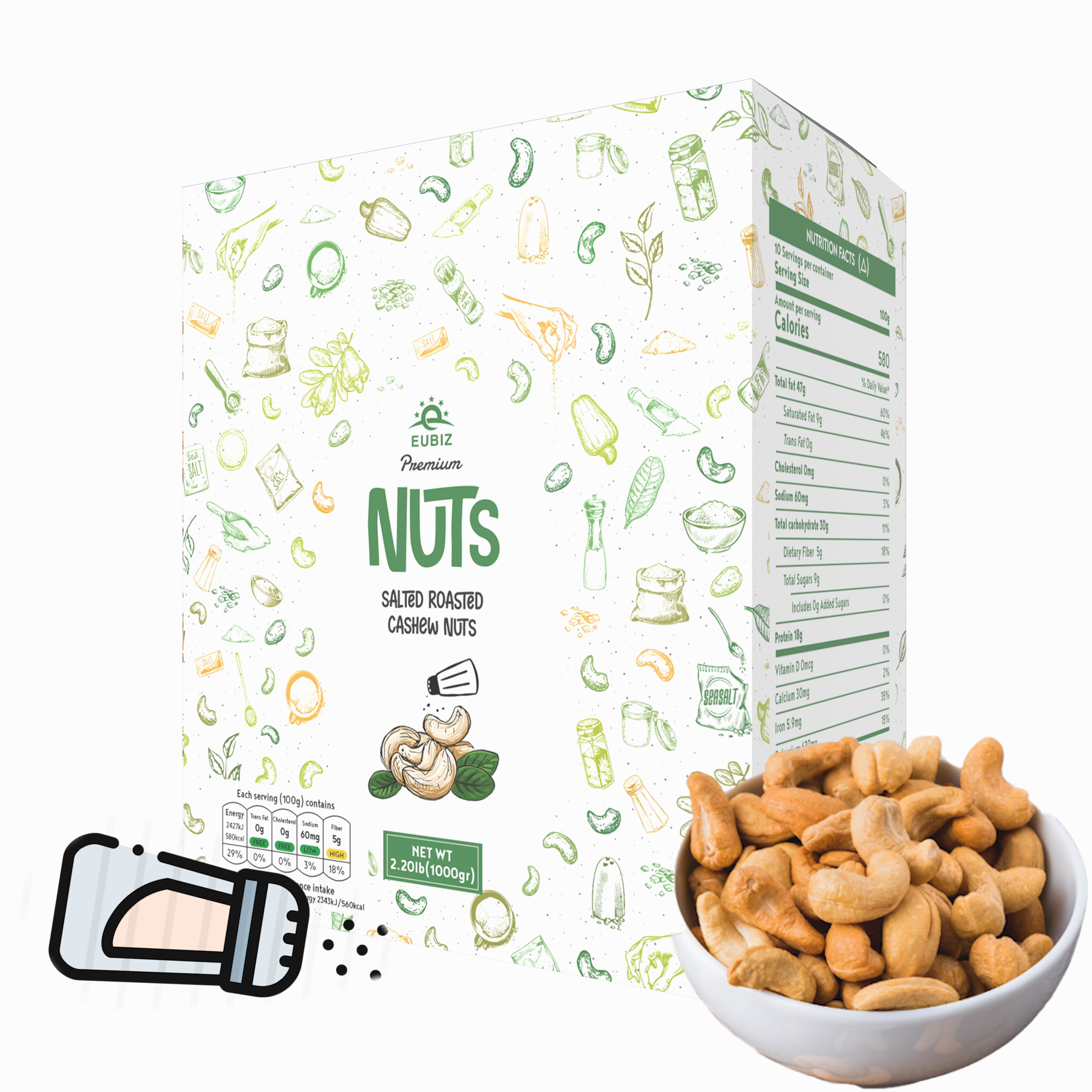 Vietnam Common Type Premium Grade 1000g Yellow Dried Roasted Salted Cashew Nuts In Plastic Box Packaging