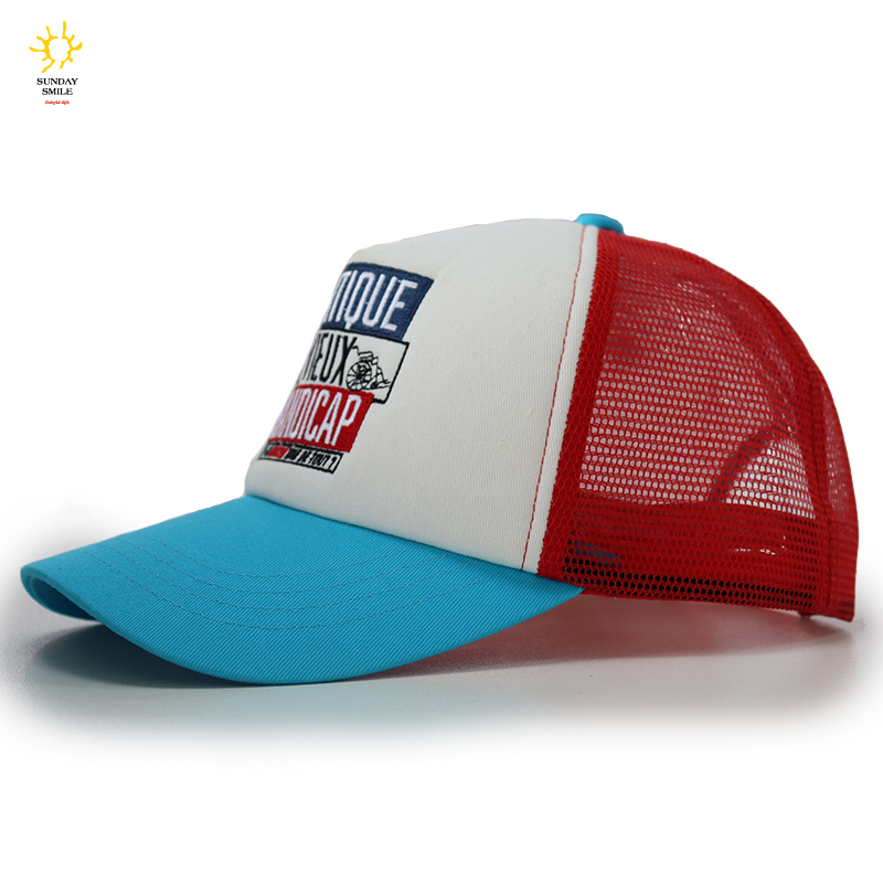 custom your own 3d embroidery design 5 panel fitted baseball cap mesh foam trucker hat