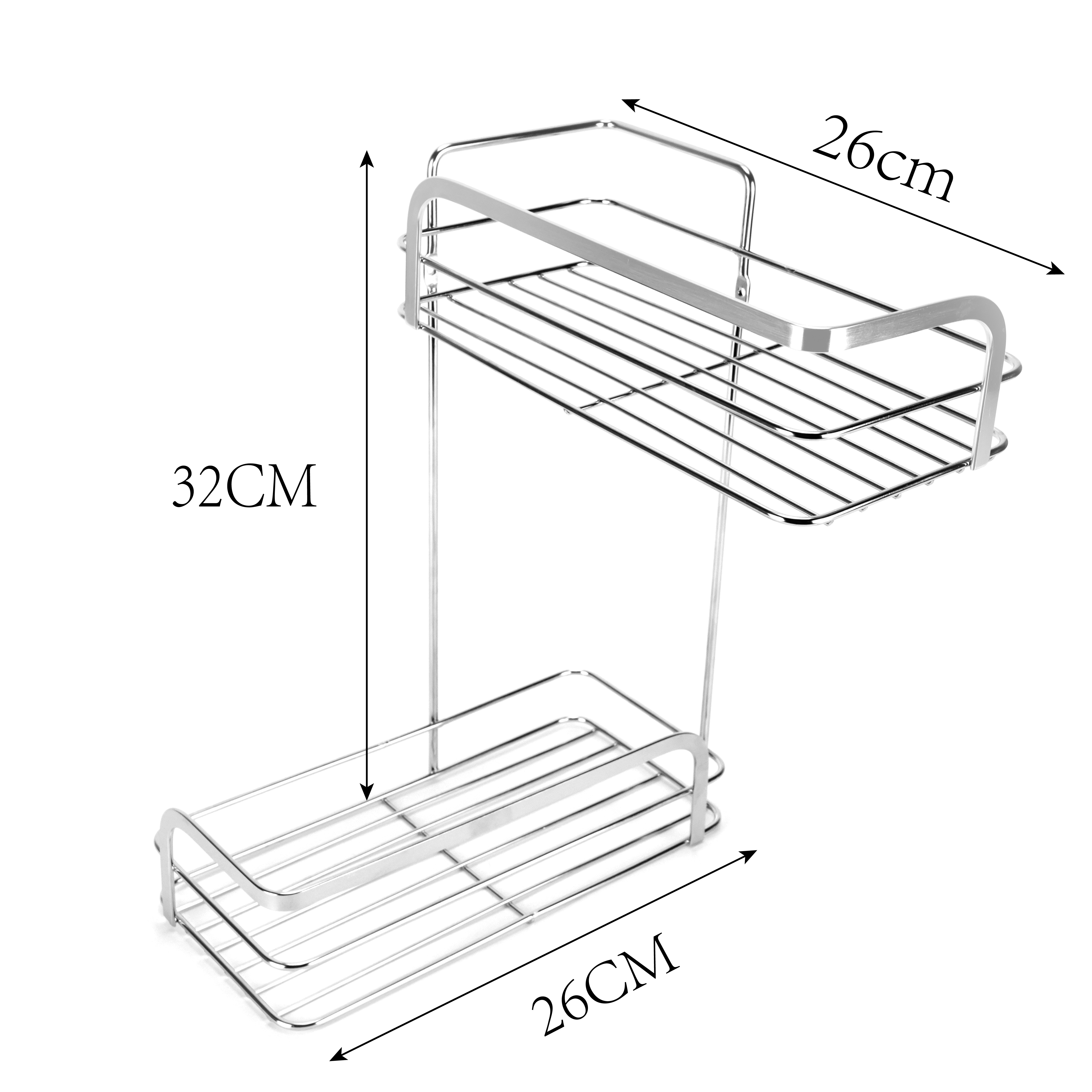 Multipurpose Double Layer Rack/Shelf Kitchen Rack Bathroom Shelves and Racks Steel Wall Mounted for Home Stainless Steel
