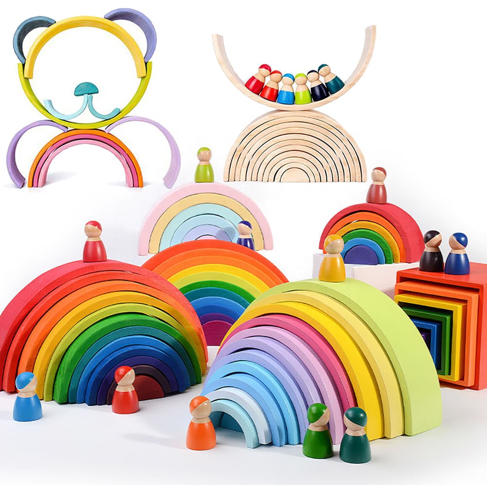 12 Layer Wooden Rainbow,GIANT Wooden Building Blocks Stacker