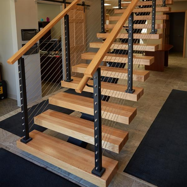 Modern Straight Staircase House Apartment Remodeling Indoor Wooden Step Staircase
