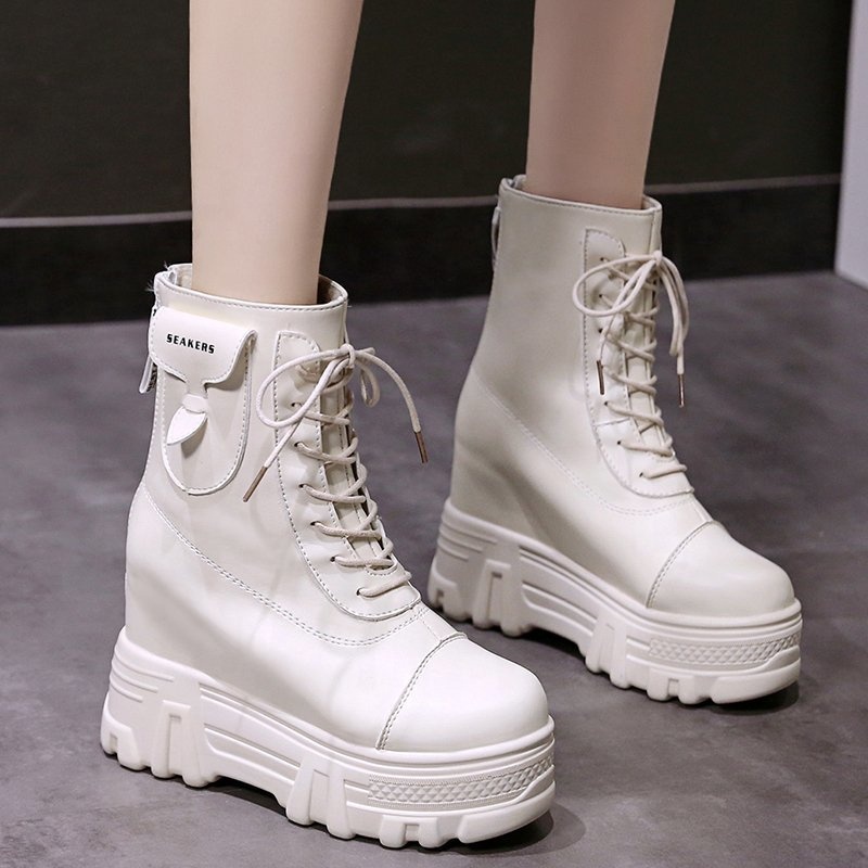 Supermax Black And White Female Increased Boots For Women 2021 Ladies Luxury Chunky Shoes Fashion Booties Botas