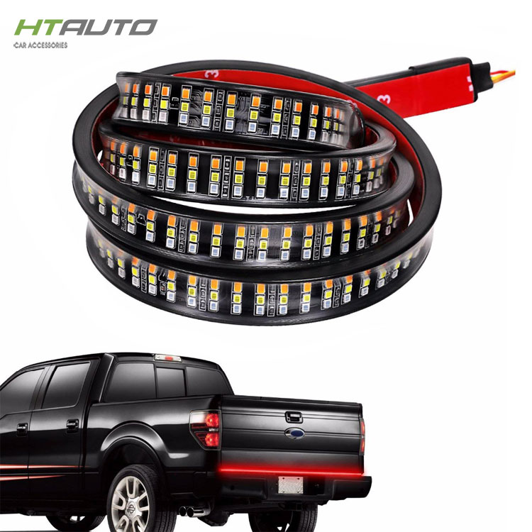 HTAUTO Redline Тройная светодиодная световая балка для задних ворот с последовательным янтарным поворотным сигналом, полнофункциональный обратный тормоз