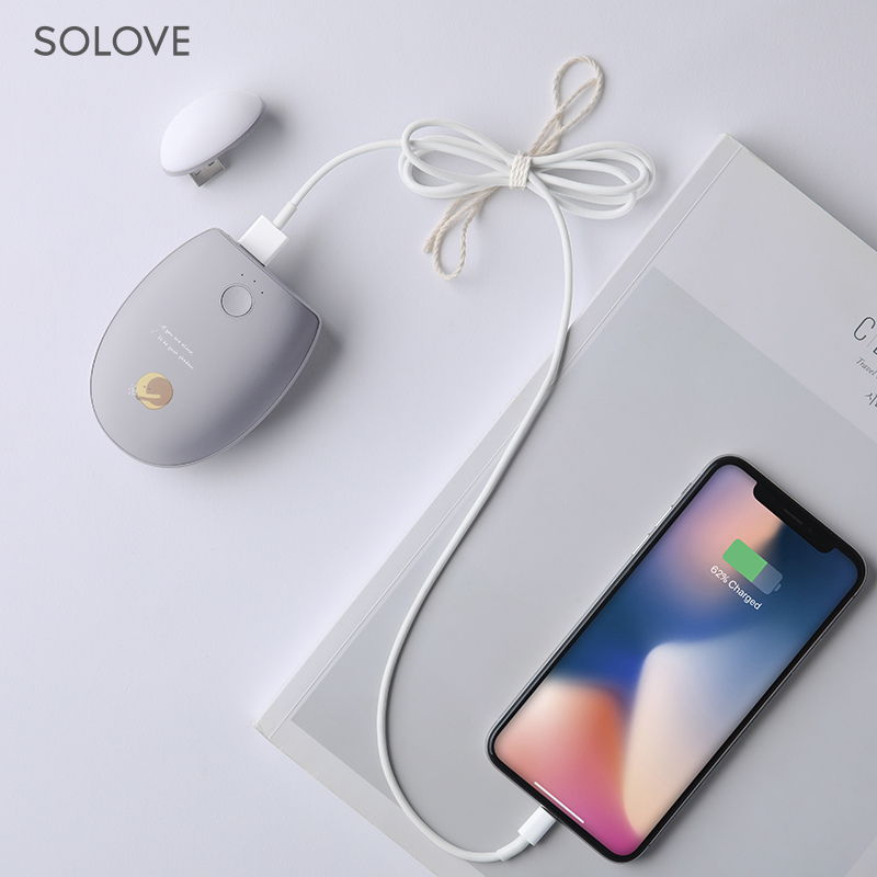 SOLOVE Portable Mini 4000MAh Power Bank Hand Warmer 52 Degrees Good Hand Feeling Promotional Gift Birthday Creative Gift