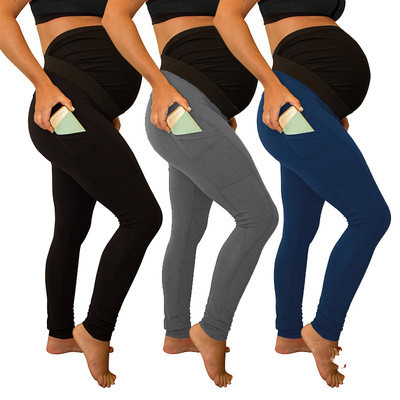 F11447A Hot Selling High Elastic Pregnant Belly Lift Pants Casual Trousers Maternity Pants