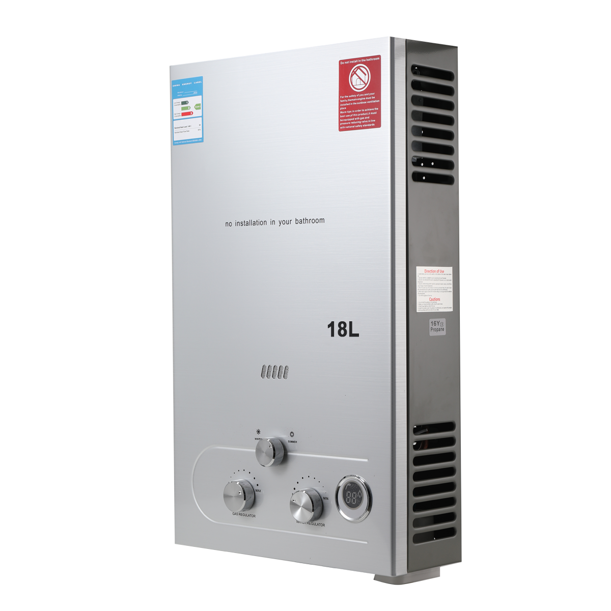 18L LPG Tankless Instant Fast Heating LPG Gas Household Smart Water Heaters for Indoor and Outdoor