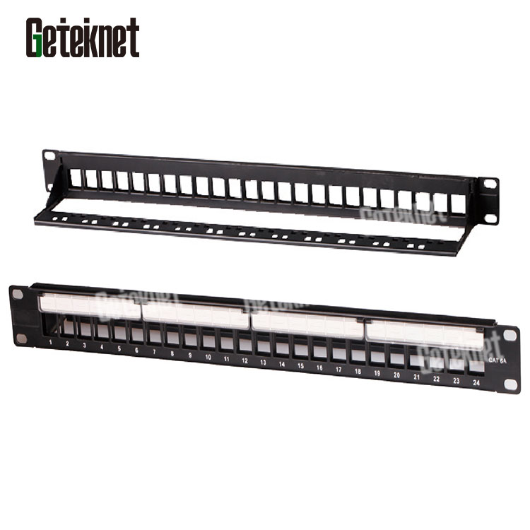 1U*19" CAT6A/CAT6/CAT5E 24port network patch panel for UTP RJ45 keystone jack