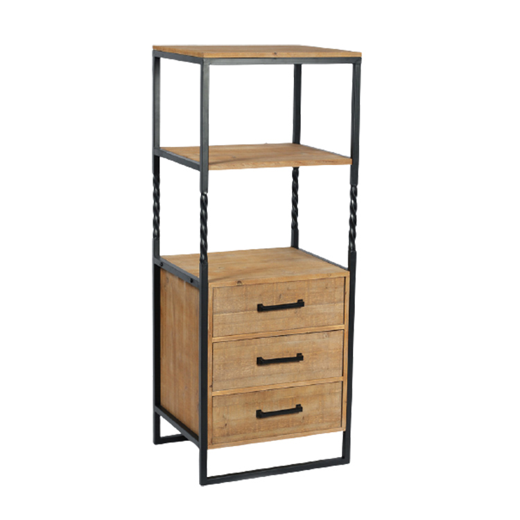 MAGI wholesale handmade metal Frame Shabby chic design two-layer storage wooden cabinet 3 Drawer for living room furniture