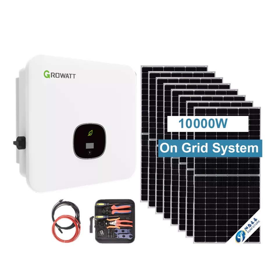 Солнечная энергетическая система Growatt 10 кВт, полный комплект на панели солнечных батарей 10 кВт, оптовая продажа для дома или коммерческого использования