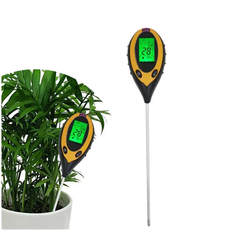 Portable 4 in 1 Soil Digital Tester Moisture Temperature Sunlight Intensity Measurement Analysis Acidity Alkali Soil PH Meters