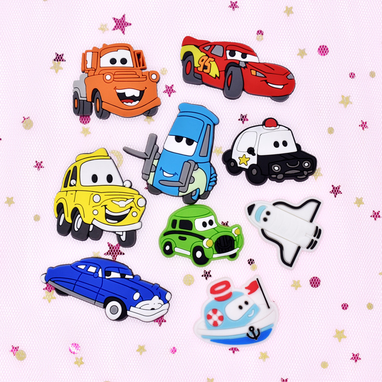 Custom High End Cartoon car charms with tag PVC shoes charms bebes accesorios for croc shoes