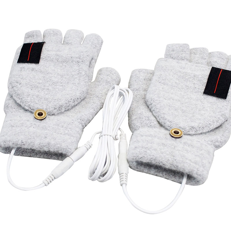 USB Heated Gloves For Men and Women Half Heated Fingerless Heating Knitting Hands Warmer Washable Design Gloves