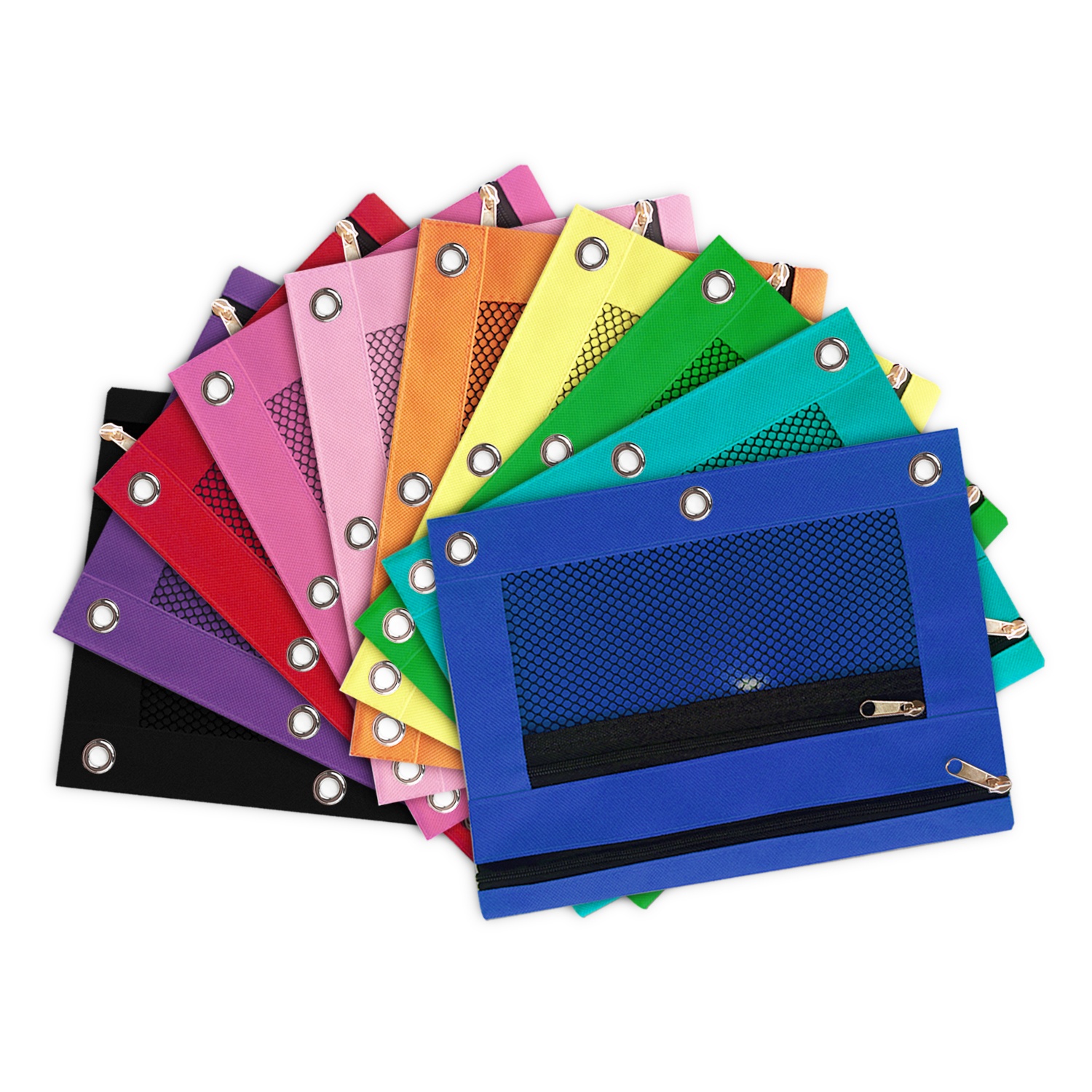 Bulk Pencil Pouch in Assorted Colors for Storing School Supplies,Writing Utensils,and More,Cloth Zipper Pouches for3Ring Binders