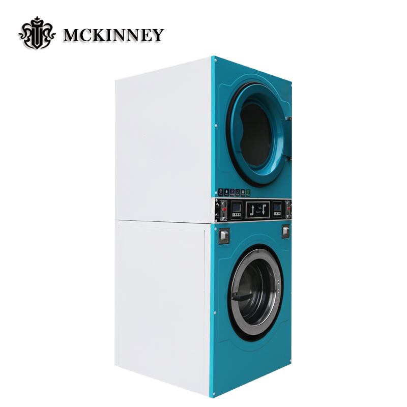 Commercial laundry washing equipment stackable coin operated double-deck washer and dryer