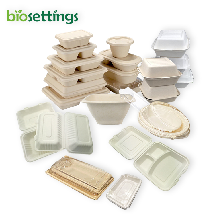 Sugarcane bagasse take away burger lunch packaging boxes takeaway sugarcane pulp hamburger clamshell food box