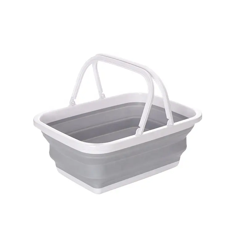 New Collapsible Shopping Basket Folding Basket with Handles Basins Round Plastic PP+TPR 40CM Sustainable,stocked