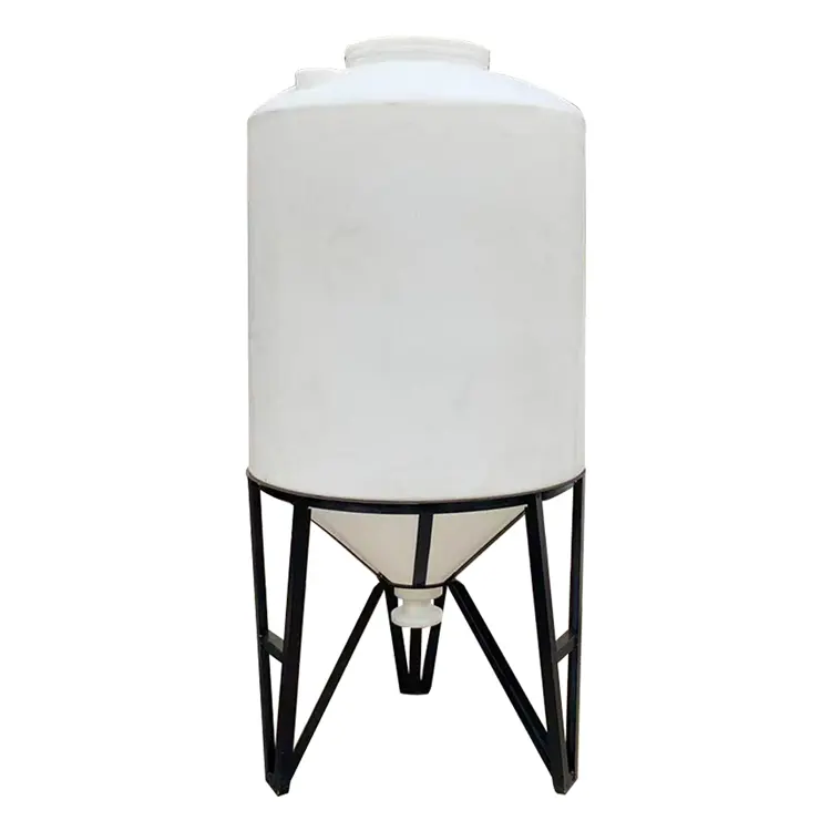 Hot sale plastic 3000L water storage conical cone bottom tank with stand