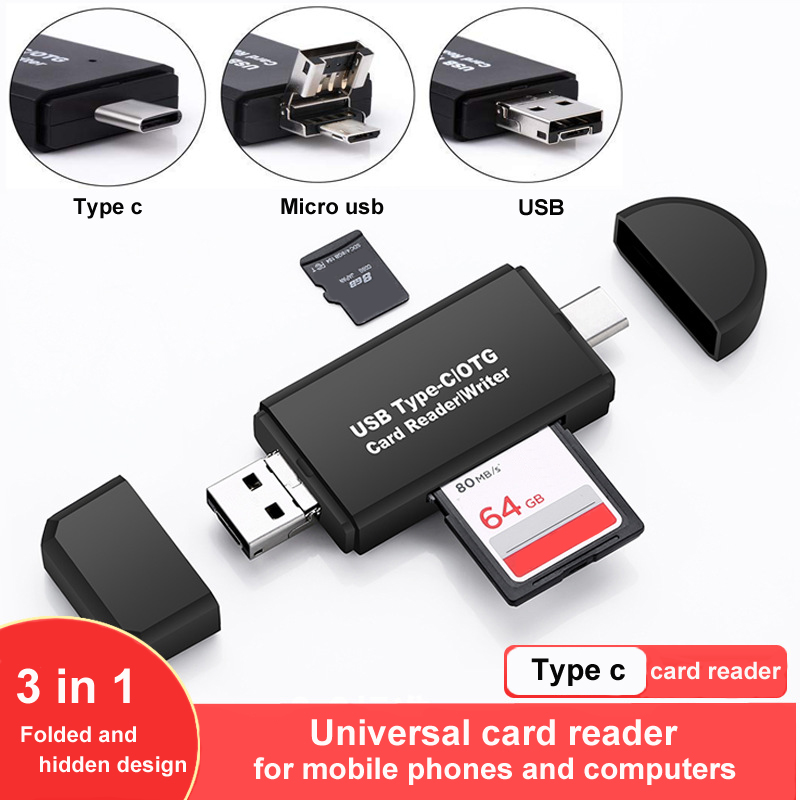 3 в 1 micro usb type c otg кардридер SD 2,0 высокоскоростной Многофункциональный OTG кардридер для Macbook pro мобильный телефон