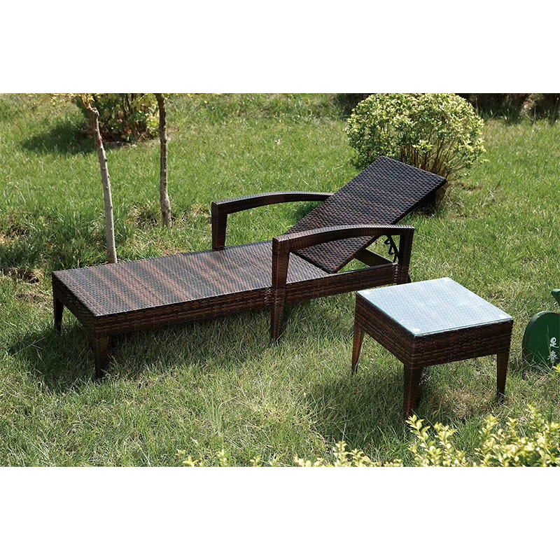 luxury waterproof wicker outdoor garden deck lounge chair reclining chaise adjustable rattan sun lounger for swimming pool