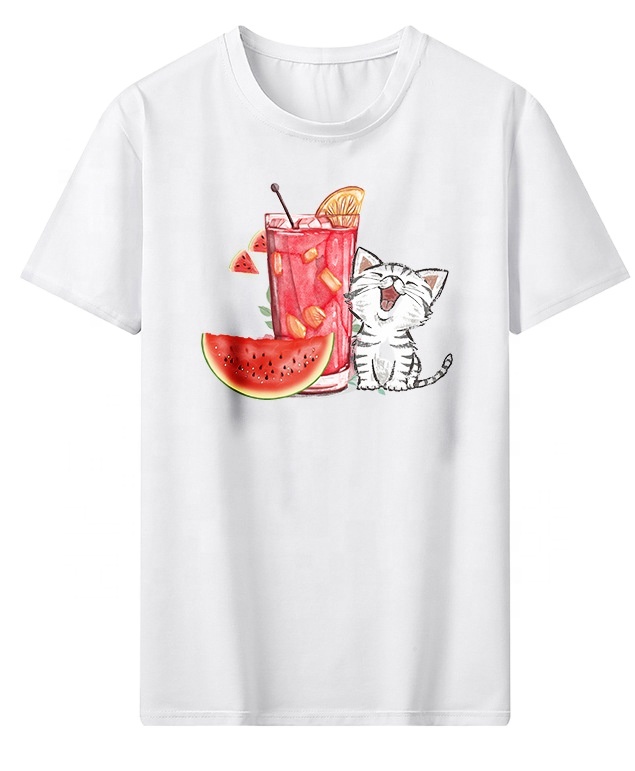 2020 Summer new men's direct spray printing trendy watermelon cat short-sleeved T-shirt