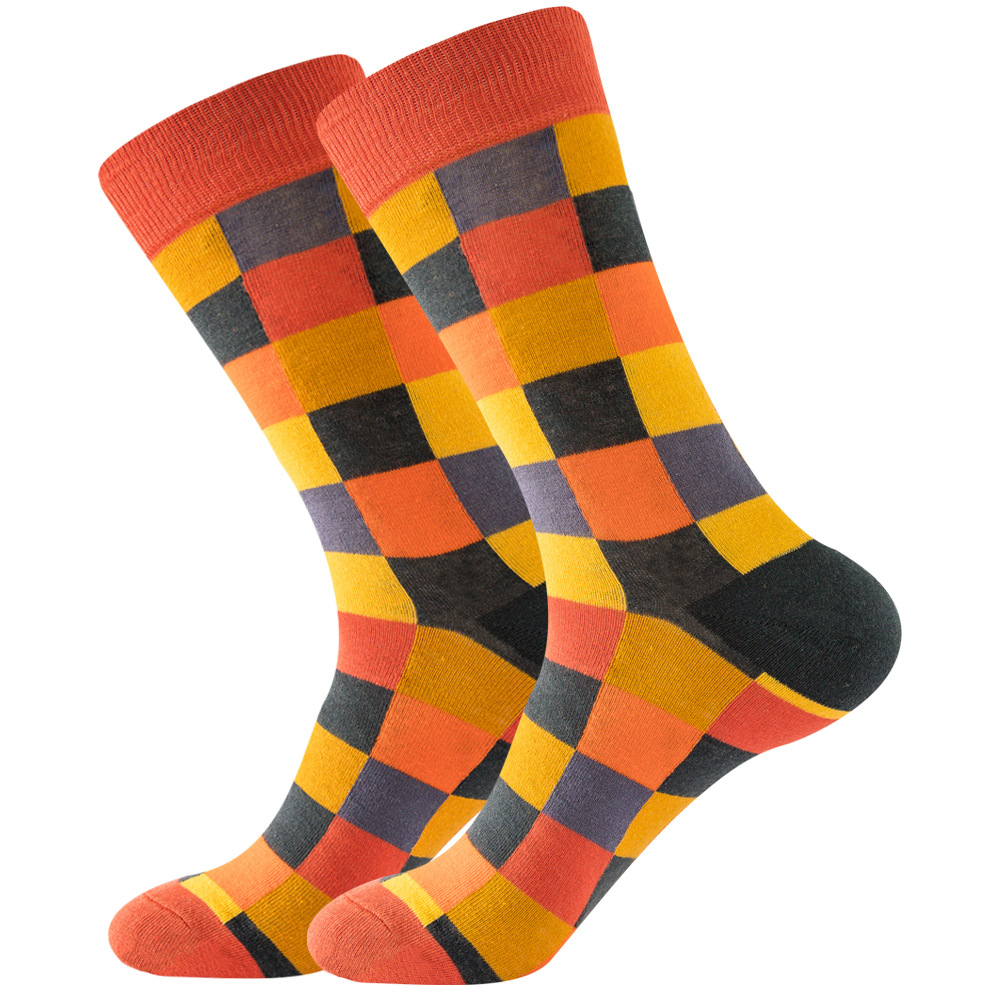 Wholesale Colorful Fashion Design Geometric Funny Cotton Jacquard Adult Novelty Socks Tube Crew Cotton Happy Socks
