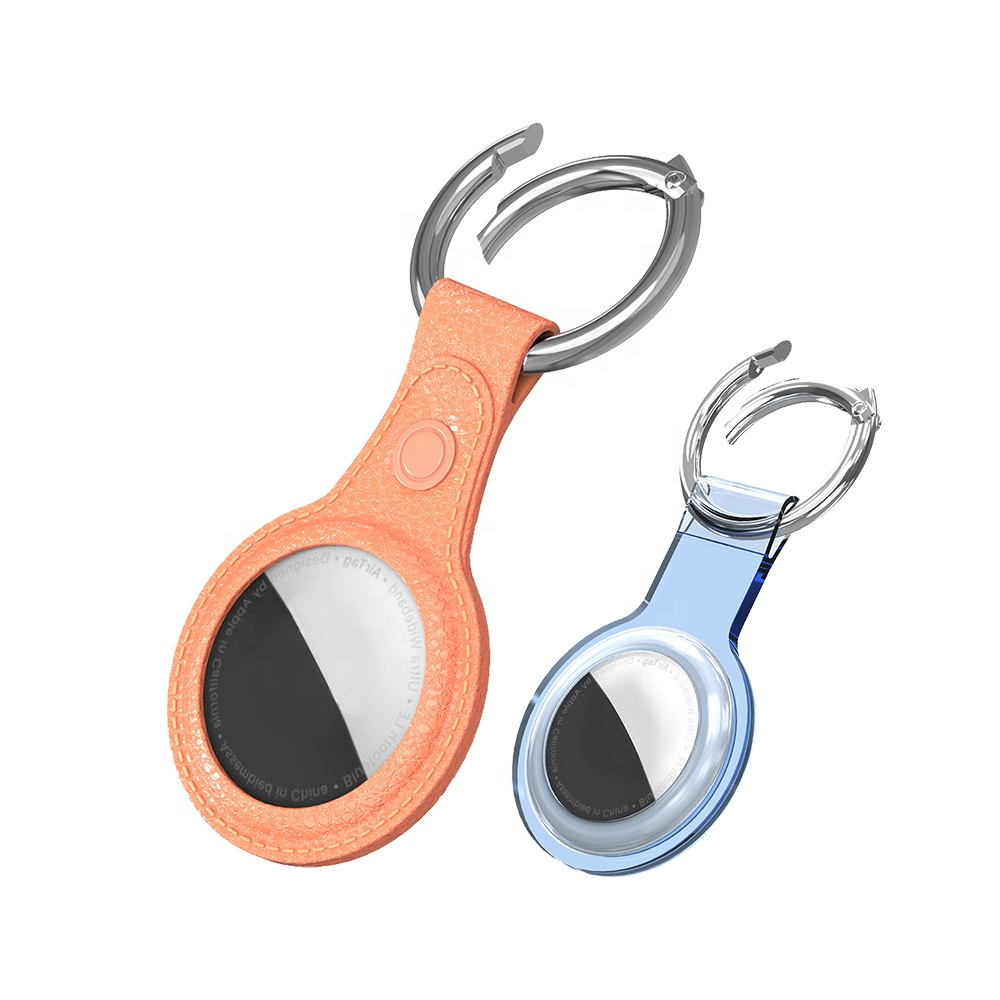 2021 Anti-lost PU Leather Case for Airtag Silicone Tracker Protection Cover Apple Air Tag Cases Anti Lost Hang Keychain Custom