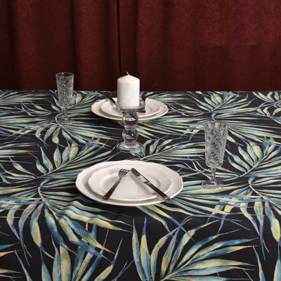 Square or rectangular leaves pattern waterproof pvc table cloth custom for dining room living room