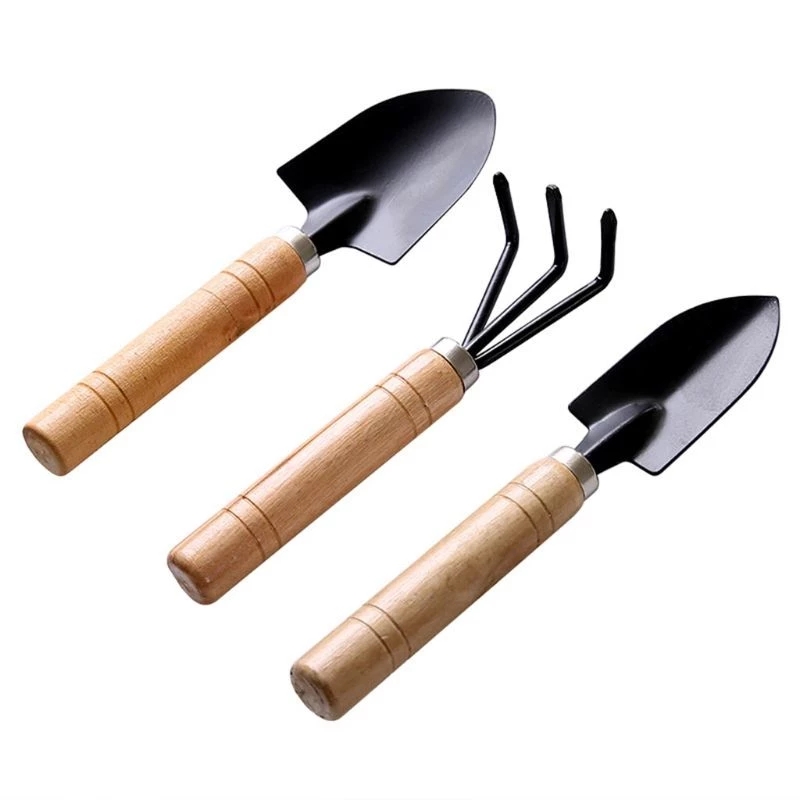 Mini Garden Shovel Rake Spade Erramientas Bonsai Tools Set Wooden Handle For Flowers Potted Plant