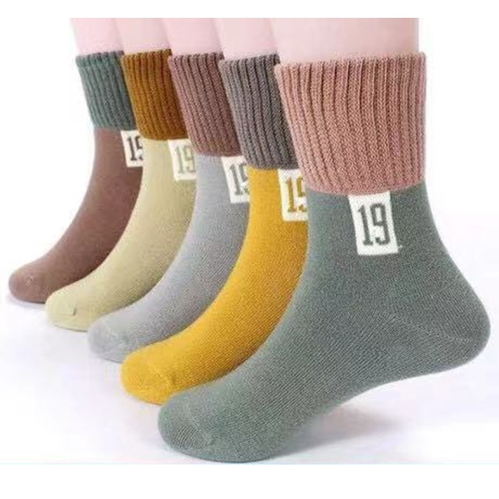 XUFANG Wholesale New Autumn Korea Combed Cotton Baby Socks Solid Color Middle Tube Kids Socks Star Boys Socks