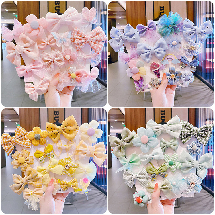8 Pcs Set Wholesale Korean Boutique Hair Clip Teenager Toddles Kids Accessories Princess Cute Sweet Baby Girl Bow Hair Clip