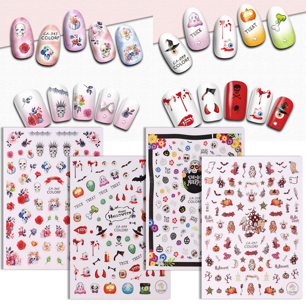 New Halloween glow-in-the-dark tattoo stickers waterproof durable fluorescent green kids cartoon face glow tattoo stickers