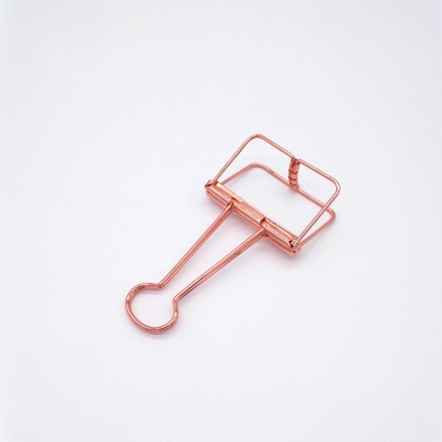 High Quality Metallic Colors Heavy Duty Strong Spring clips 51 mm 32 mm 19 mm Rose Gold Color Skeleton Metal Wire Binder Clip