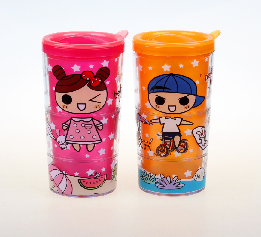 Wholesales Cute Promotional Cartoon Plastic Water Bottle Customizable 350ml