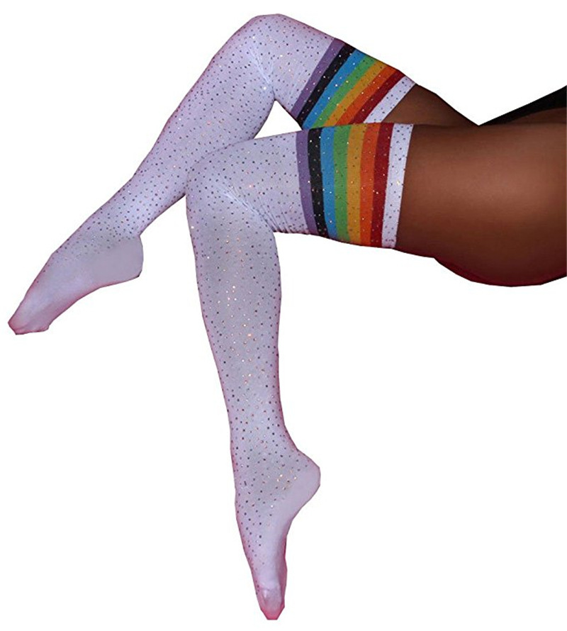 65CM Plus size Wholesale Girl Sexy Tube socks With Shiny Sequins Rhinestone Fashionable thigh high Ladies Women Socks