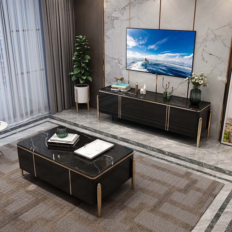 Modern black color Storage TV Cabinet Living Room Furniture Simple Wooden TV Stands