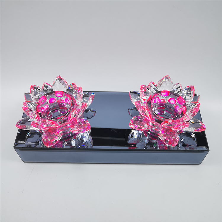Beautiful pink crystal lotus wedding table decorations tea light votive candles holders wholesale
