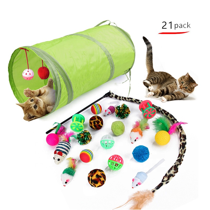 Eco-Friendly Cat Toy Tunnel Interactive Colorful Cat Toy Set Foldable Tunnel Pet Cat Toy