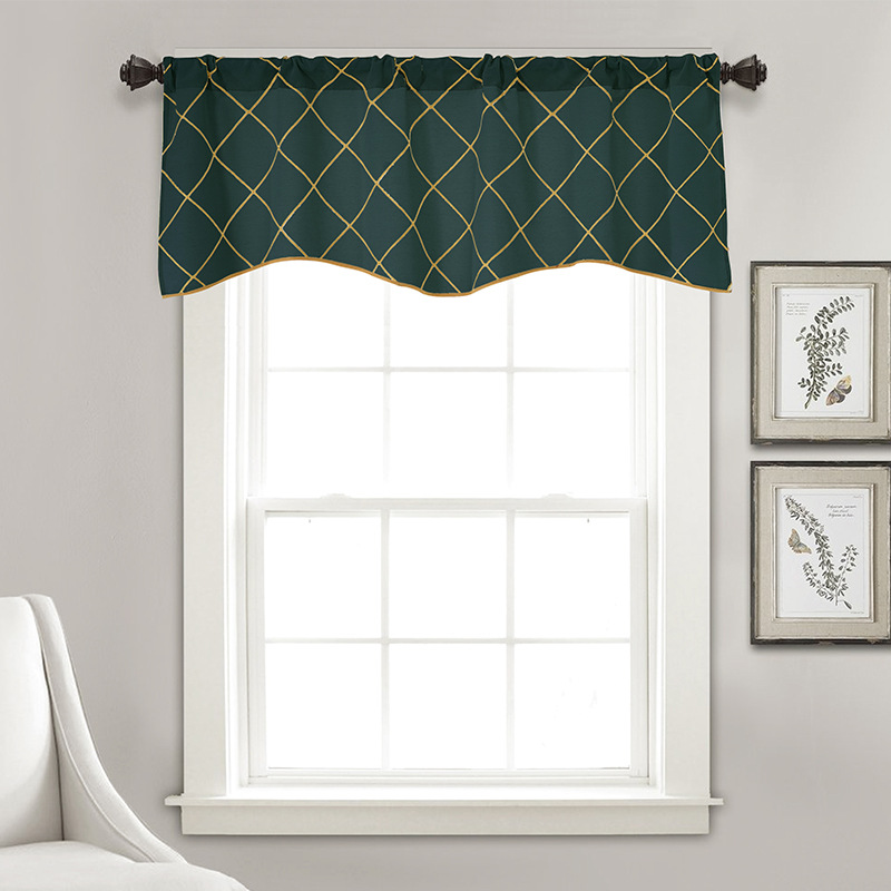 GC New American style curtain solid color embroidered sleeve rod short curtain Semi-shading Decorative valances
