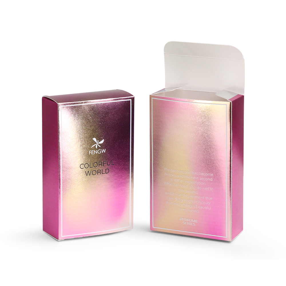 New silver paper aromatherapy scent packaging box 30ml perfume bottle carton packaging