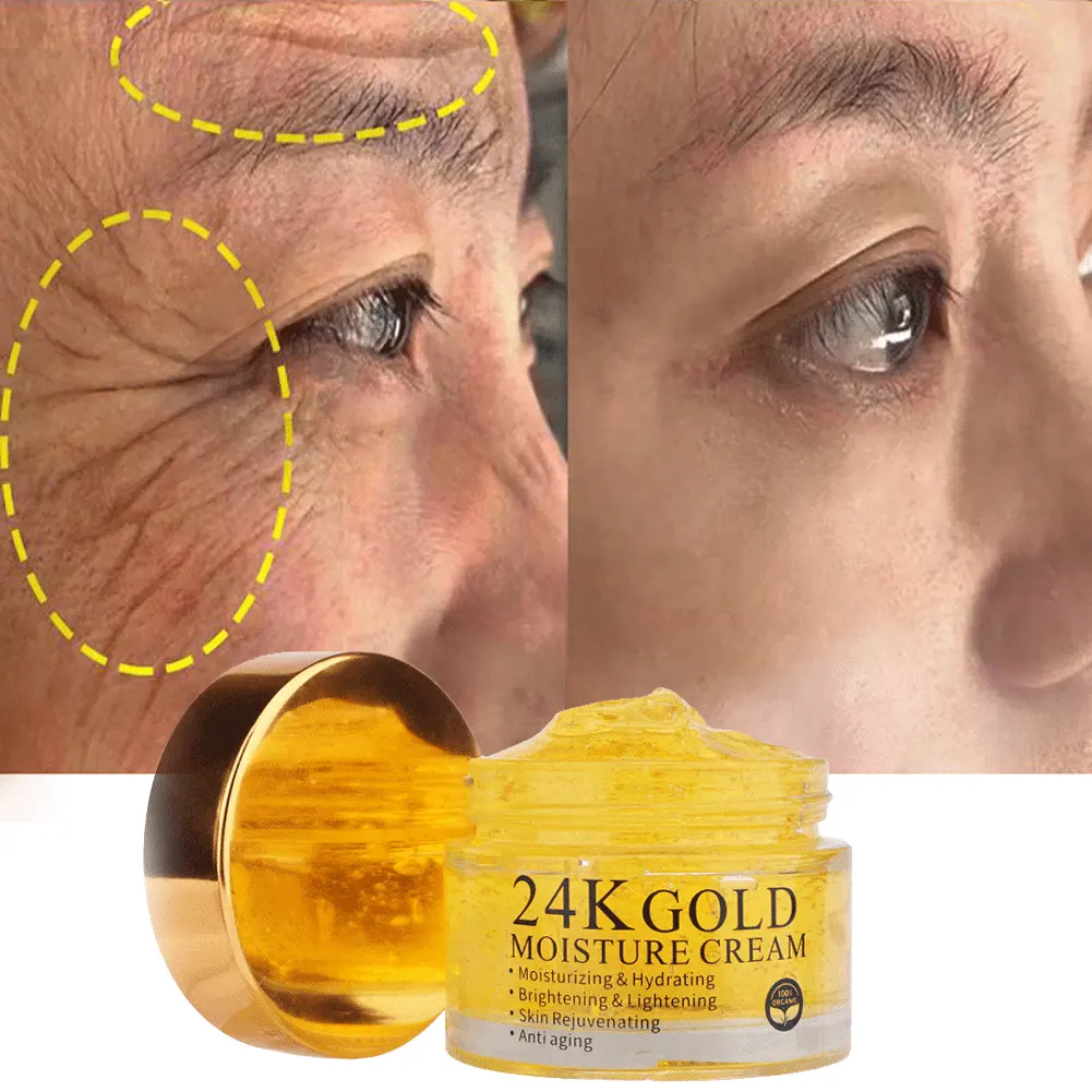 private label Organic skin care anti aging wrinkle whitening moisturizing 24K Gold face cream
