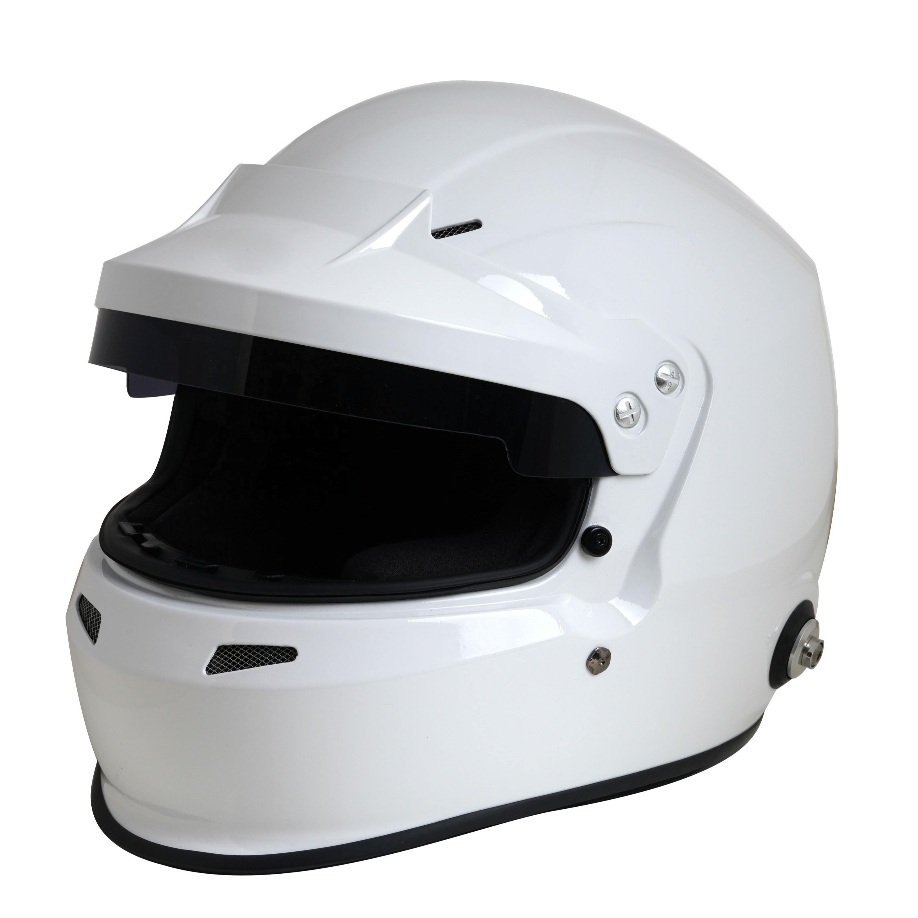 Composite full face Snell SA2020 racing helmet with peak