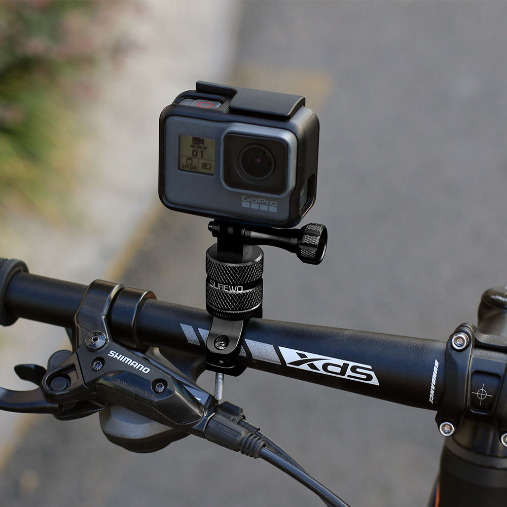 SUREWO Алюминиевый велосипед Руль держатель велосипедов крепление для GoPro Hero 7/(2018) 6 5 черный DJI Осмо действие и более