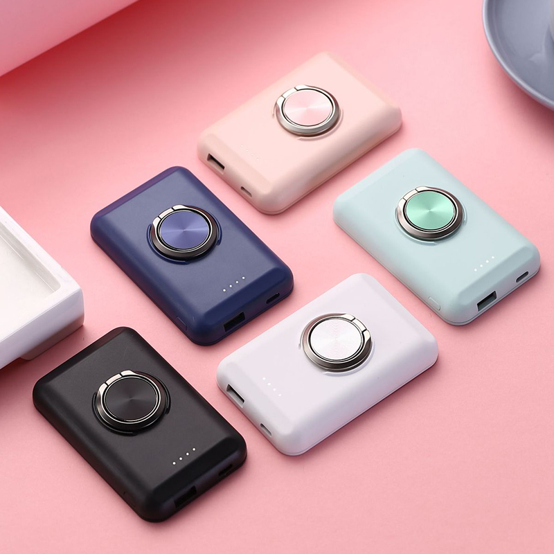 Портативный 5000 мАч 5W магнитное Беспроводное зарядное устройство Power Bank Беспроводное зарядное устройство типа C Магнитный потребности во внешнем источнике питания банка с подставкой