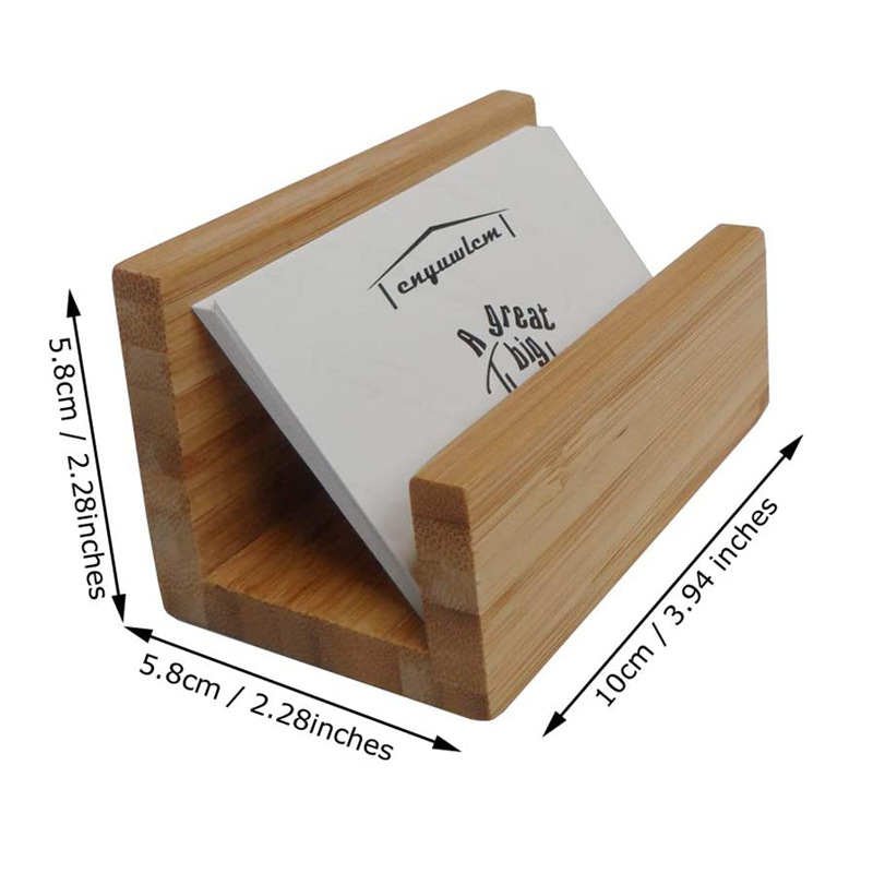 men and women business card display stand bamboo and wood desktop card holder