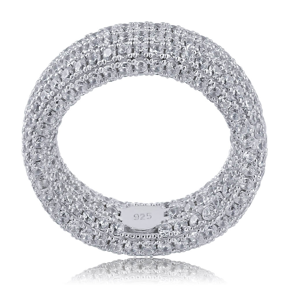 RQ Best Quality 925 Sterling Silver Stamp Ring Full Iced Out Cubic Zirconia Mens Women Engagement Rings Charm Jewelry For Gifts