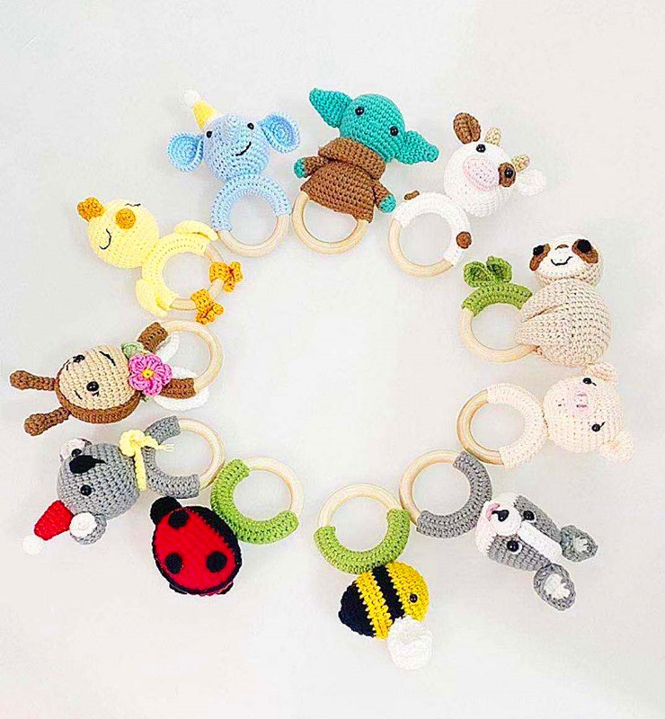 Custom Handmade Baby Rattle Animal Wristband Baby Comfort Toys