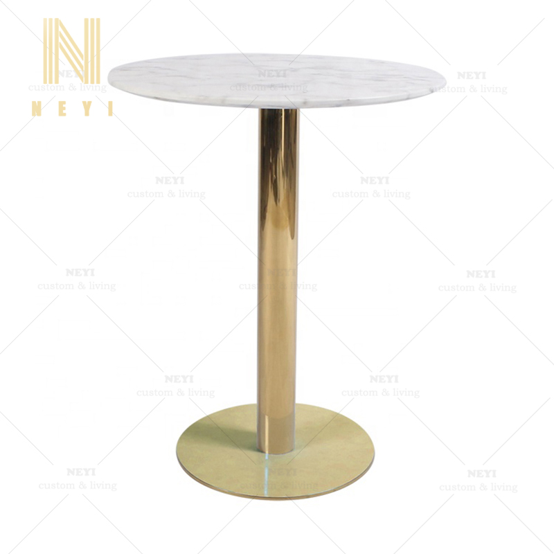 DT186 Nordic Round Gold Stainless Steel Marble Stone Dining Table
