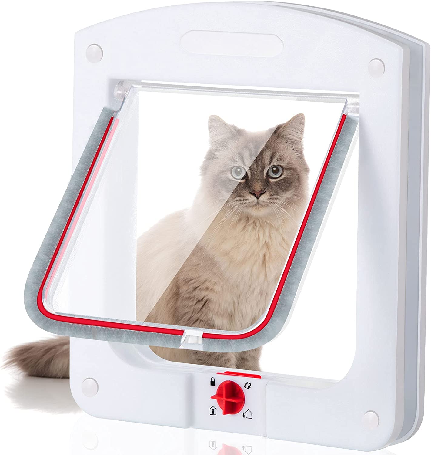 Easy Installation 8.6 Inches Pet Door 4 Way Locking Cat Flap for Interior Exterior