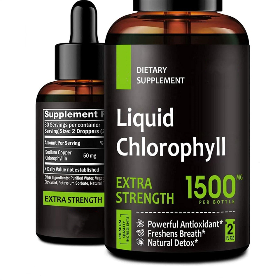 Liquid Chlorophyll Drops All-Natural Concentrate Energy Booster Natural Deodorant Immune System Supports 2oz/Bottle Customized